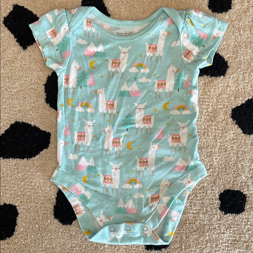 Place Llama Print Bodysuit - Light Blue